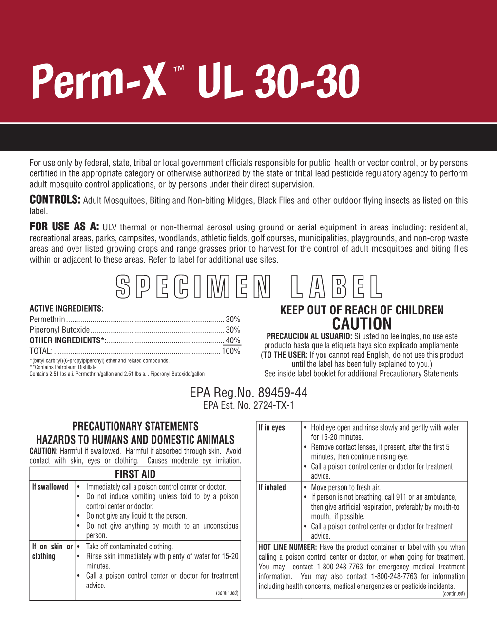 Perm-X UL 30-30 Label