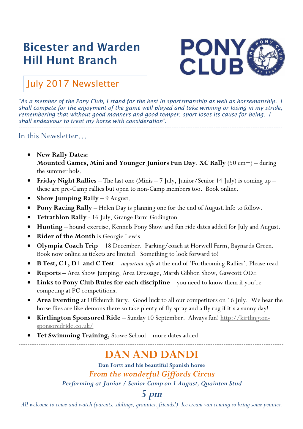 July 2017 Newsletter