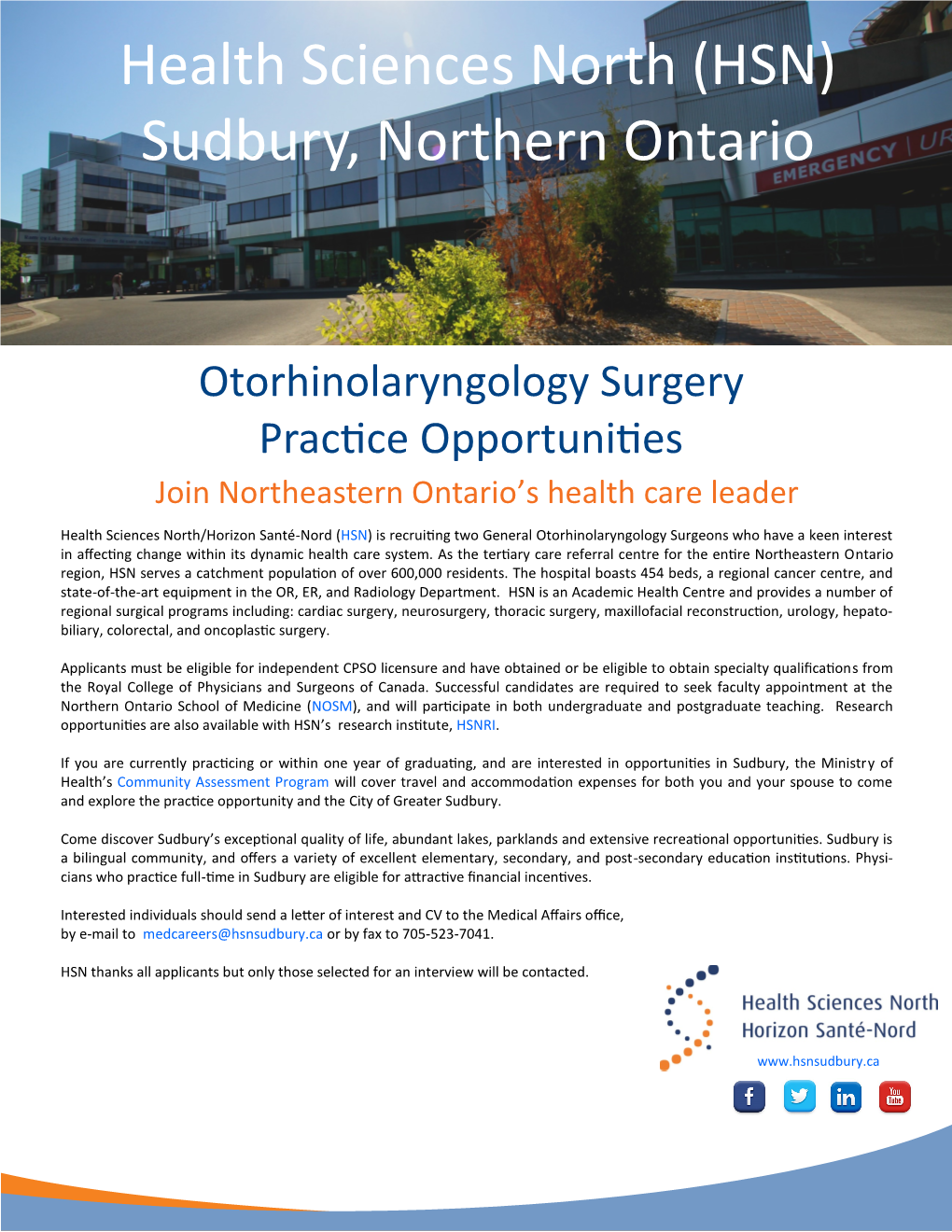 Health Sciences North (HSN) Sudbury, Northern Ontario