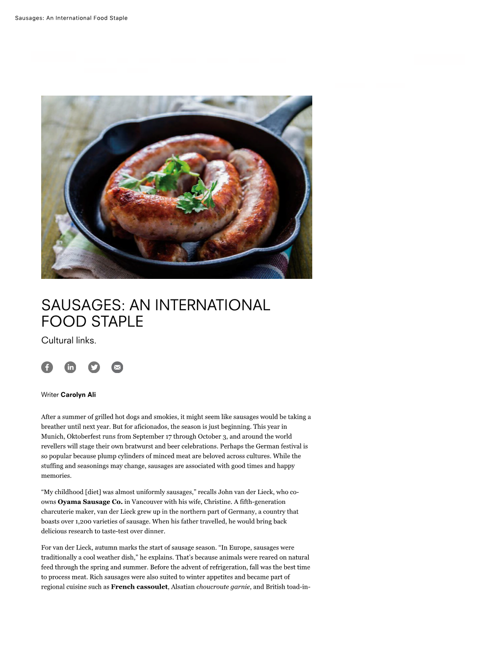 Sausages: an International Food Staple