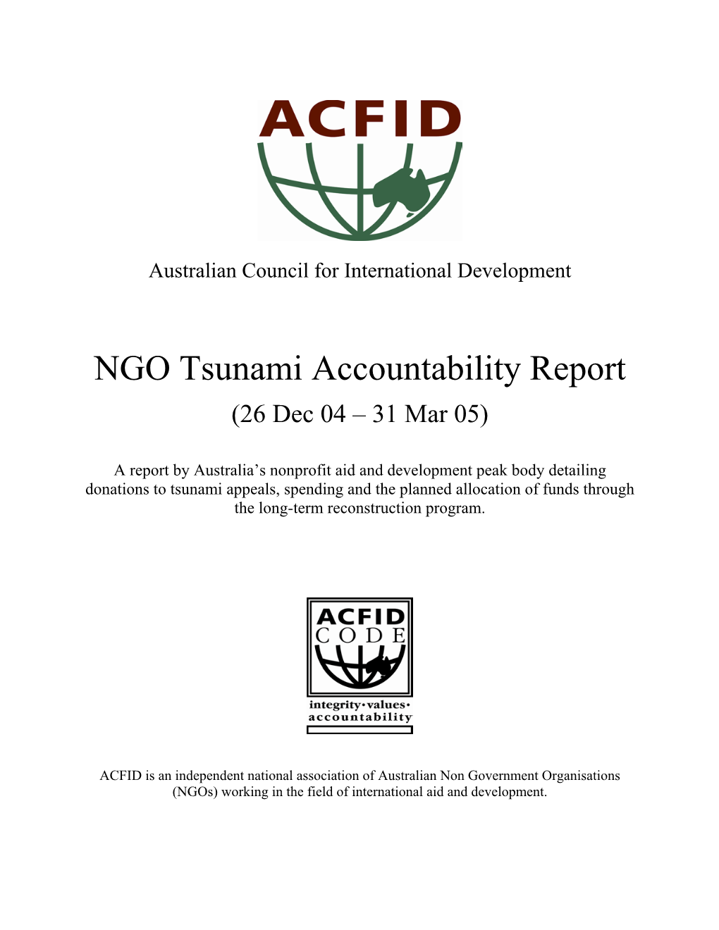 NGO Tsunami Accountability Report