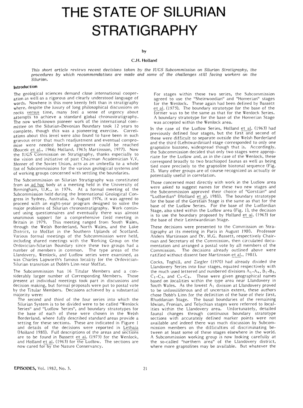 The State of Silurian Stratigraphy