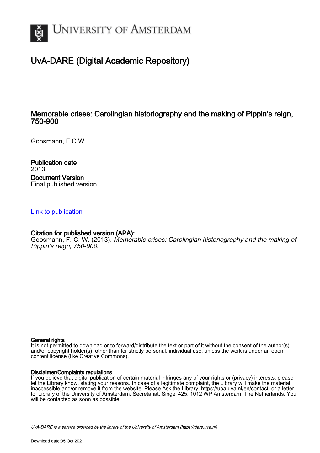 Carolingian Historiography and the Making of Pippin’S Reign, 750-900