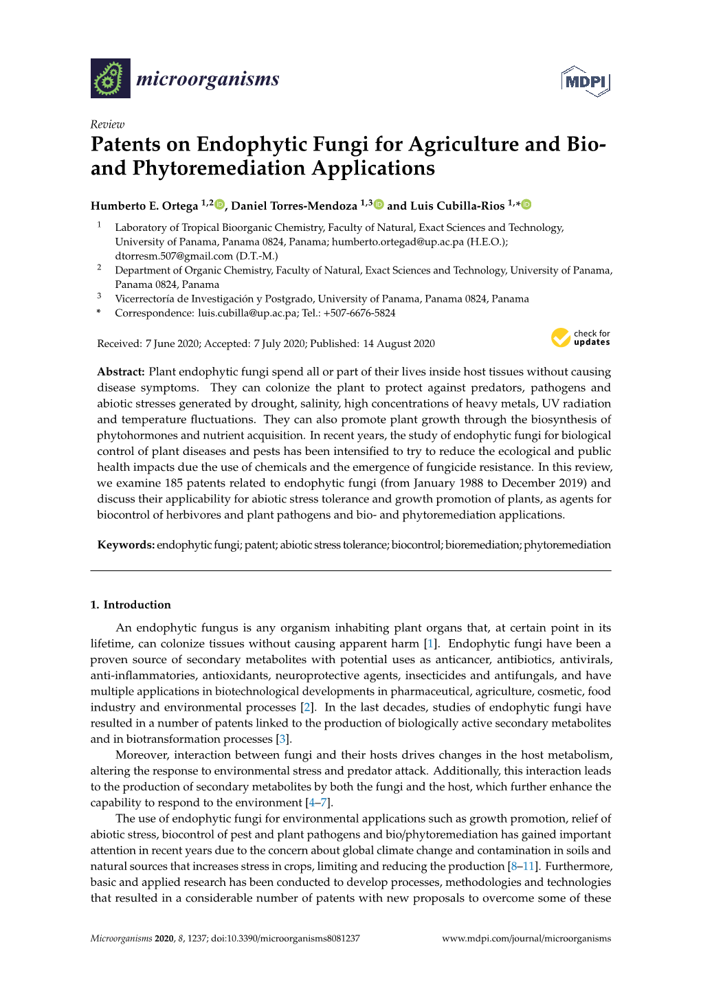 Patents on Endophytic Fungi for Agriculture and Bio- and Phytoremediation Applications