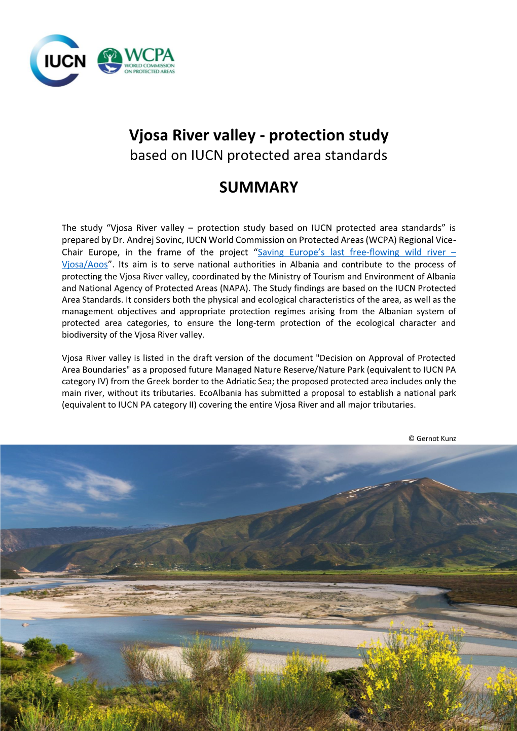Vjosa River Valley - Protection Study Based on IUCN Protected Area Standards