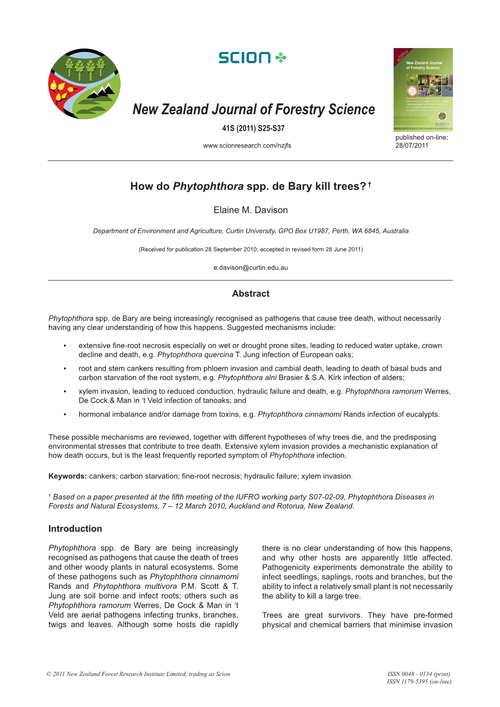 New Zealand Journal of Forestry Science 41S (2011) S25-S37 Published On-Line: 28/07/2011