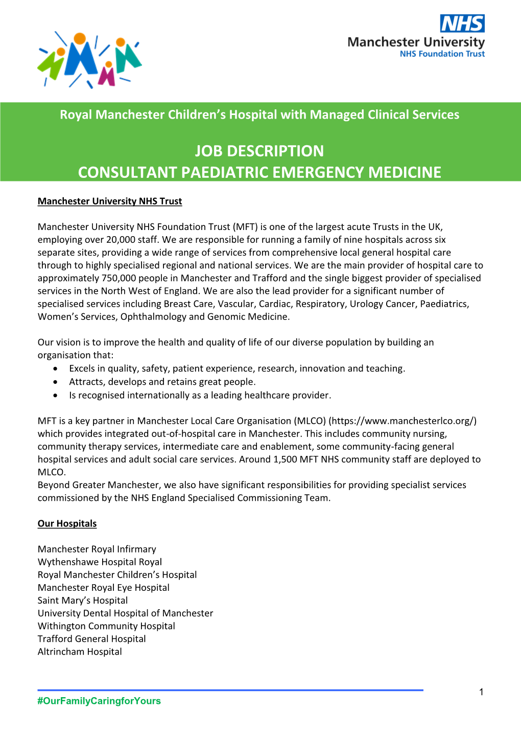 Job Description Consultant Paediatric Emergency