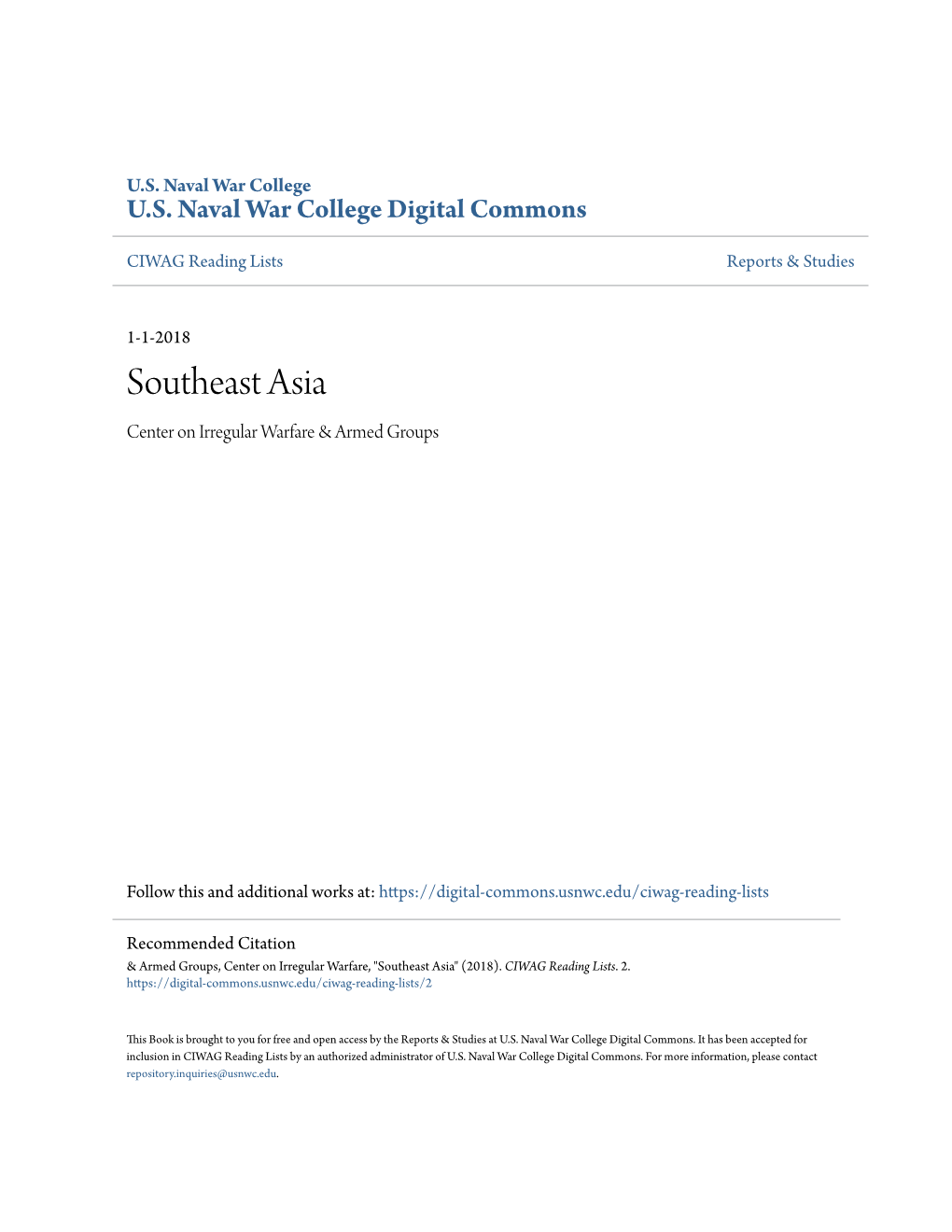 Southeast Asia Center on Irregular Warfare & Armed Groups