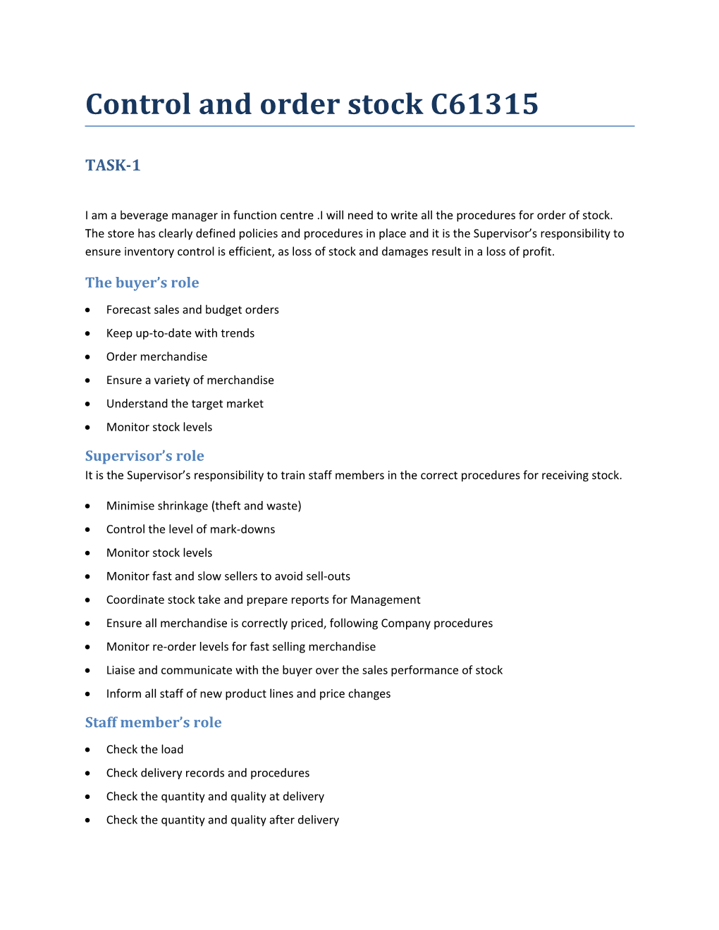 Control and Order Stock C61315