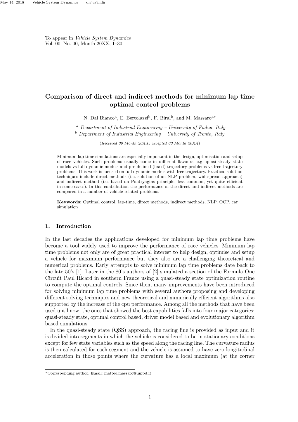 Comparison of Direct and Indirect Methods for Minimum Lap Time Optimal Control Problems