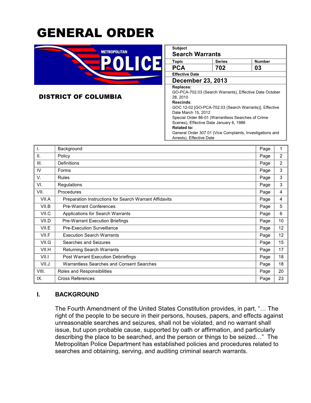 Search Warrants Topic Series Number PCA 702 03