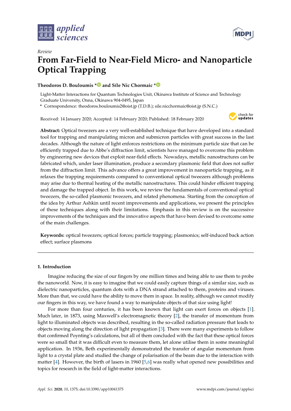 From Far-Field to Near-Field Micro- and Nanoparticle Optical Trapping