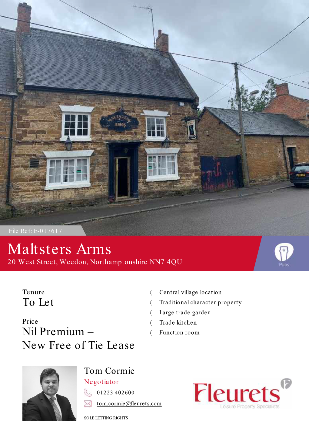 Maltsters Arms 20 West Street, Weedon, Northamptonshire NN7 4QU
