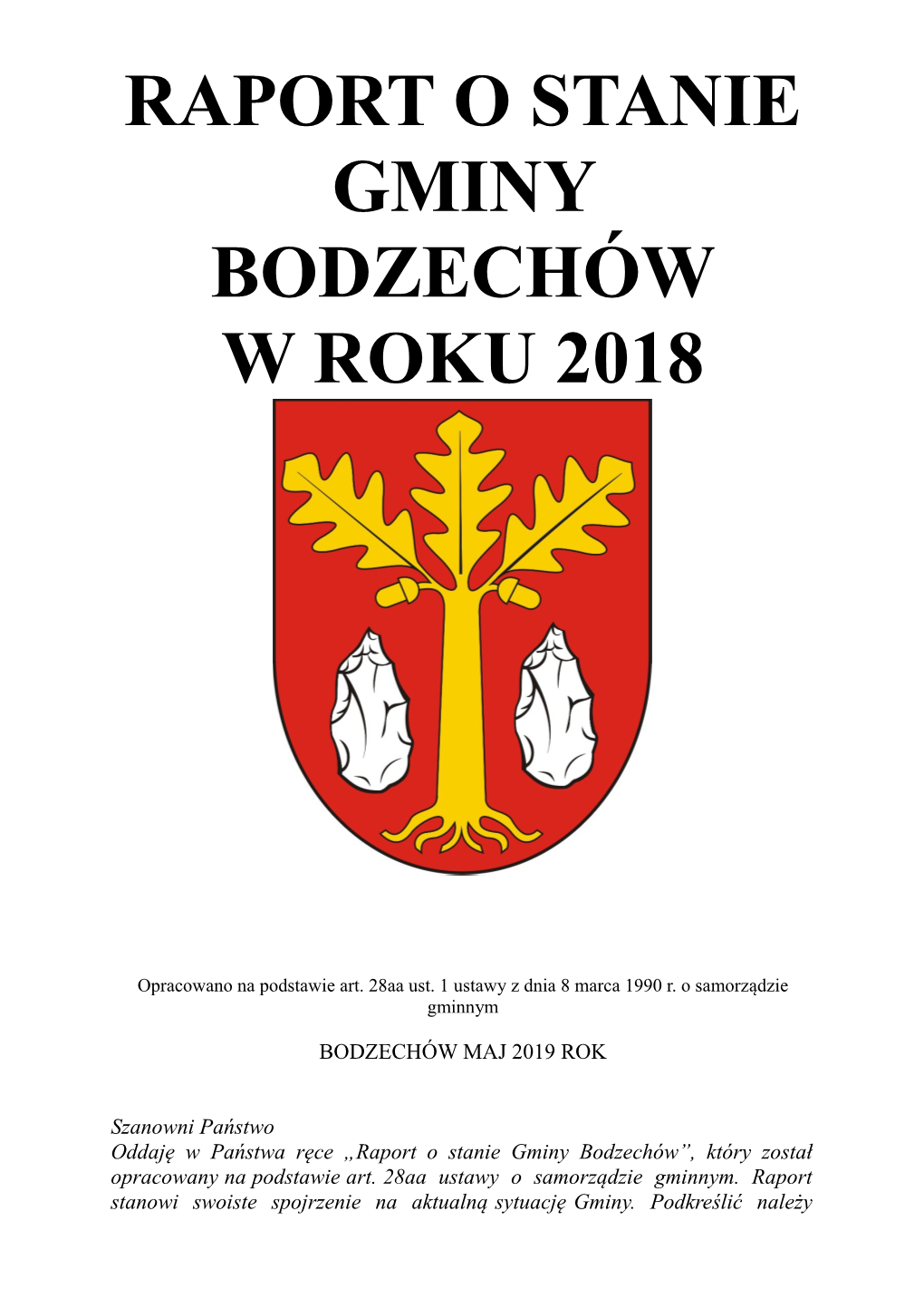 Raport O Stanie Gminy Bodzechów W Roku 2018