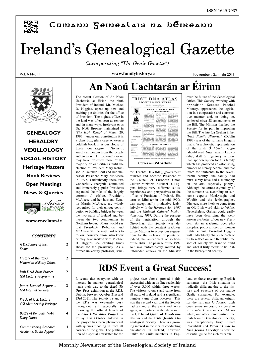 Ireland's Genealogical Gazette (Nov. 2011)