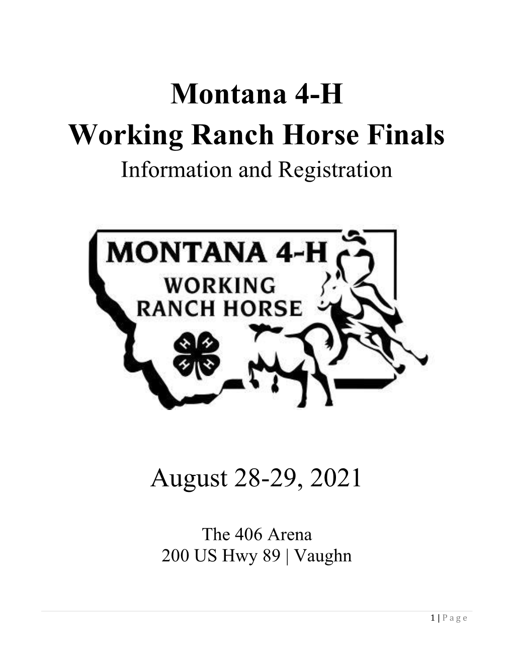 Montana 4-H Working Ranch Horse Finals Information and Registration