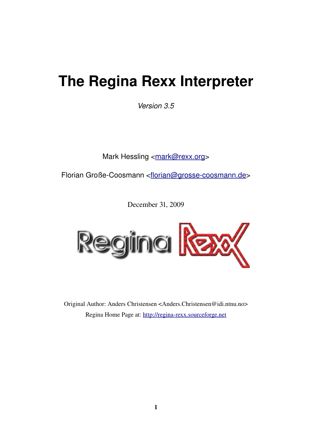 The Regina Rexx Interpreter