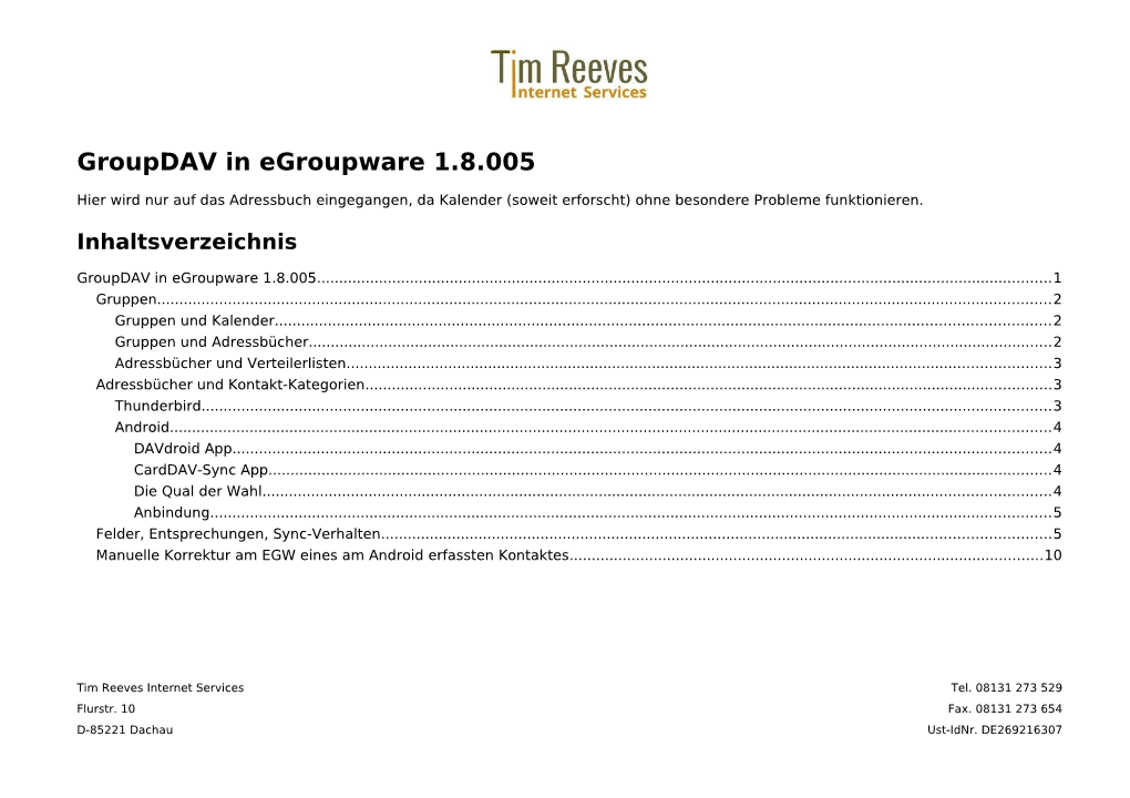 Groupdav in Egroupware 1.8.005