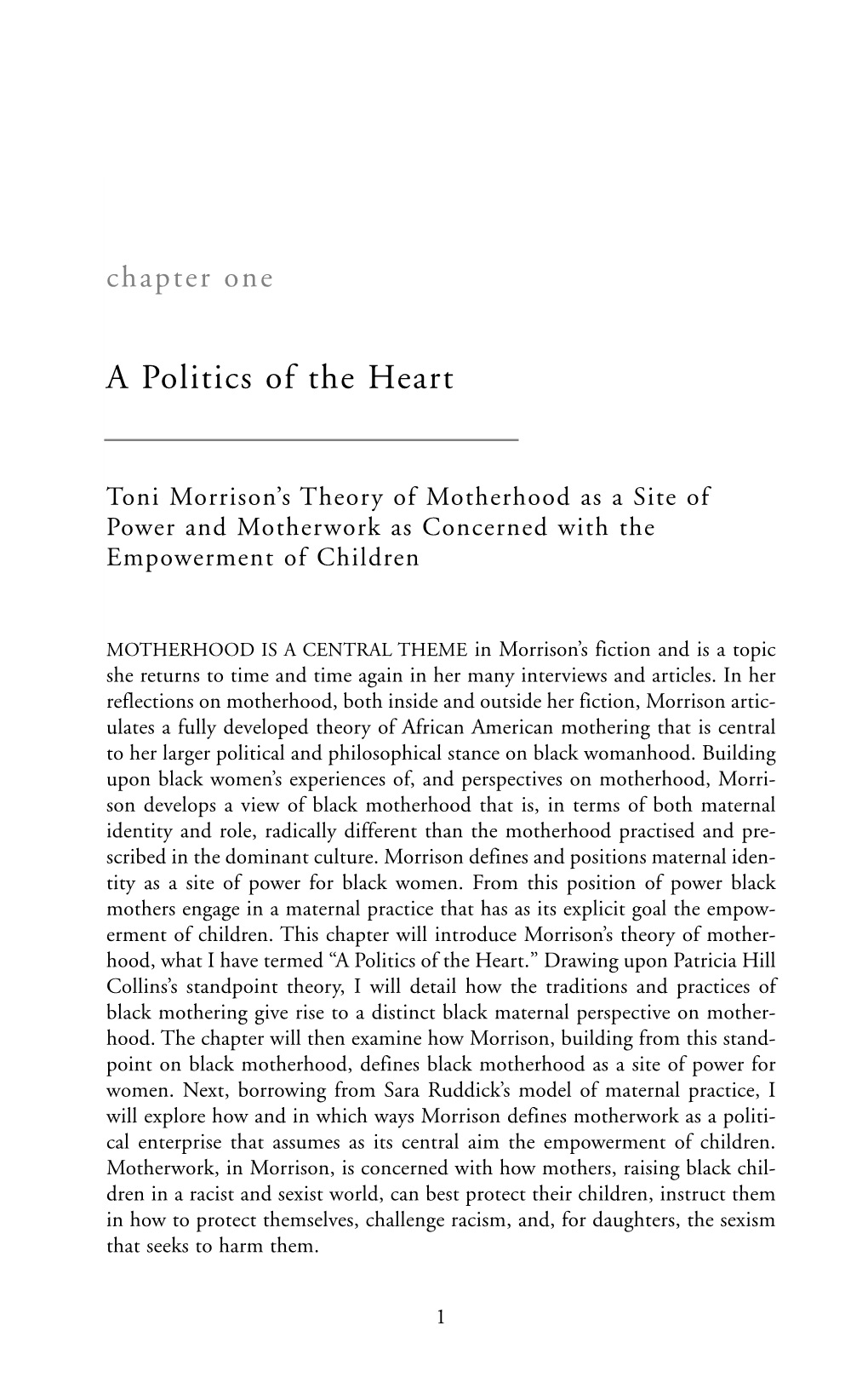 Toni Morrison's Theory of Motherhood