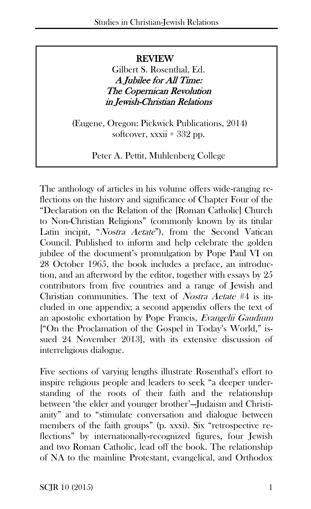 The Copernican Revolution in Jewish-Christian Relations