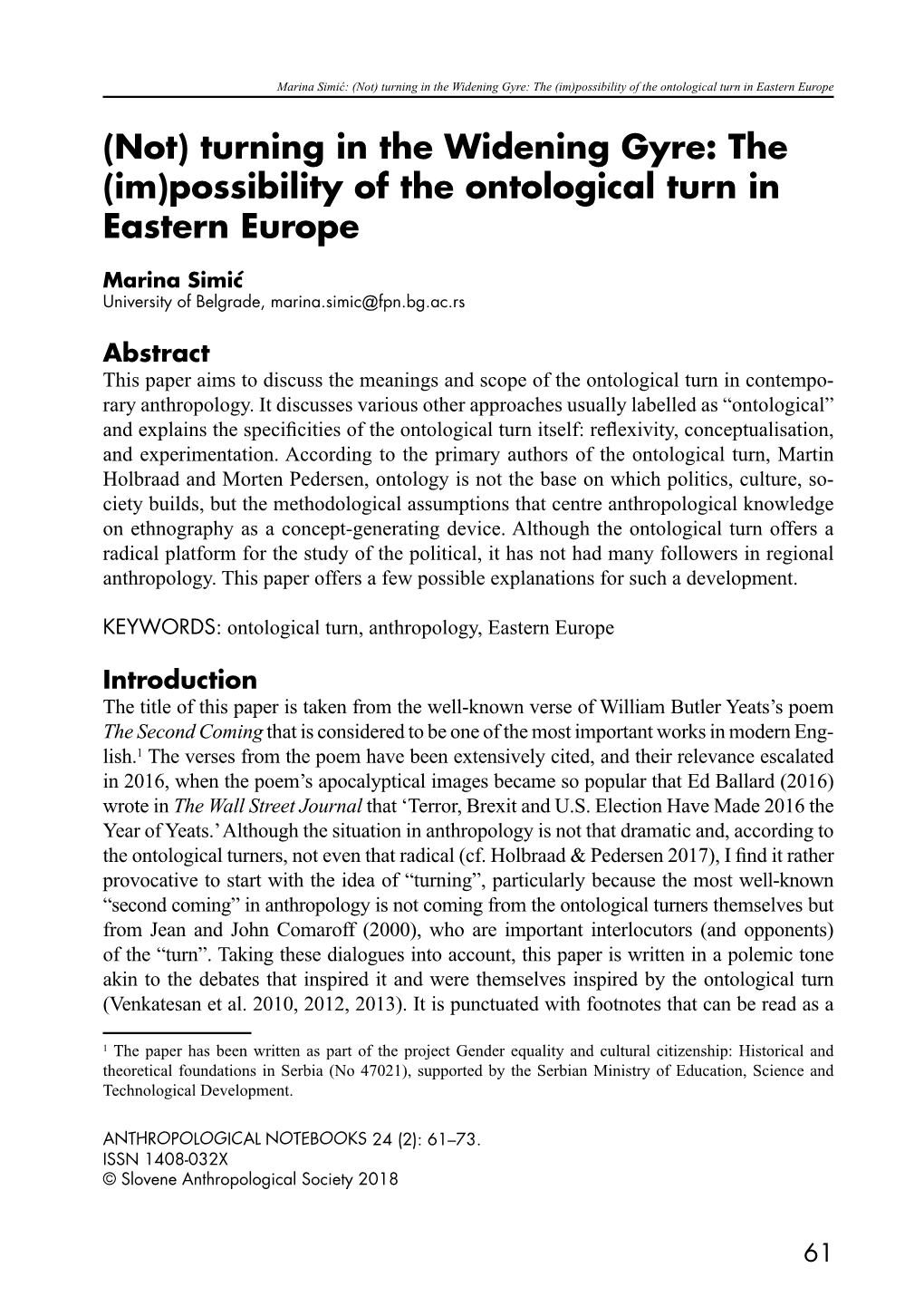 (Im)Possibility of the Ontological Turn in Eastern Europe