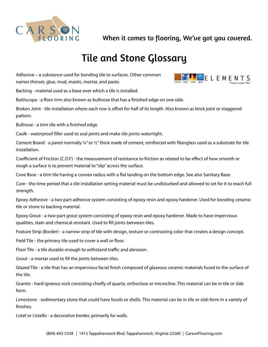 Tile and Stone Glossary