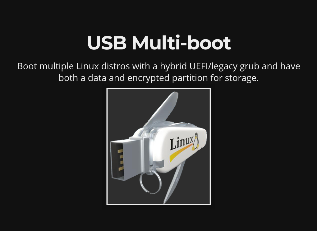 USB Multi-Boot Boot Multiple Linux Distros with a Hybrid UEFI/Legacy Grub and Have Both a Data and Encrypted Partition for Storage