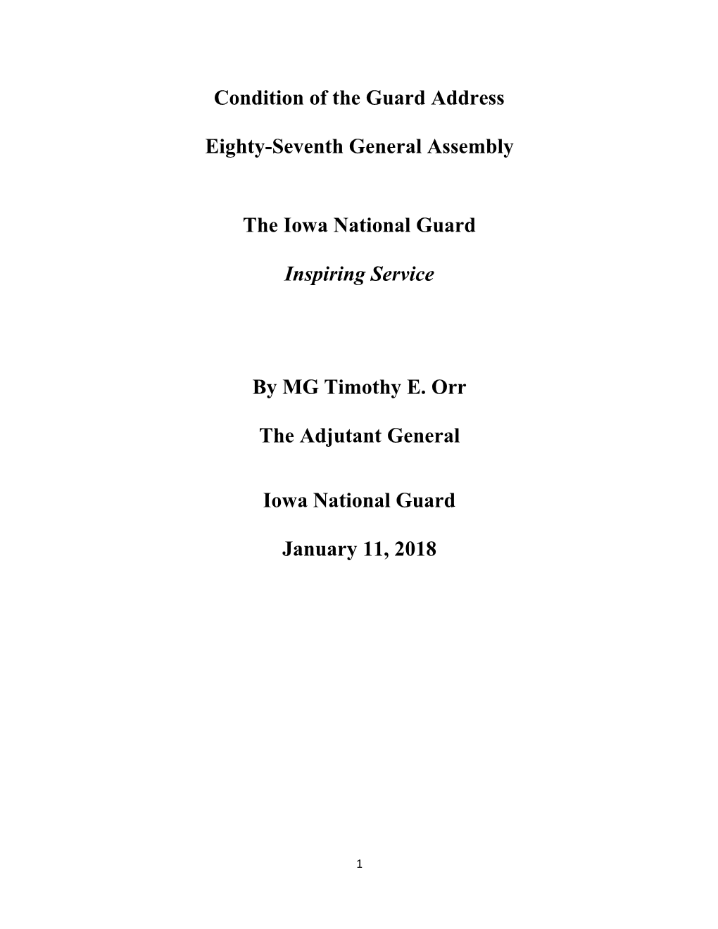 Condition of the National Guard