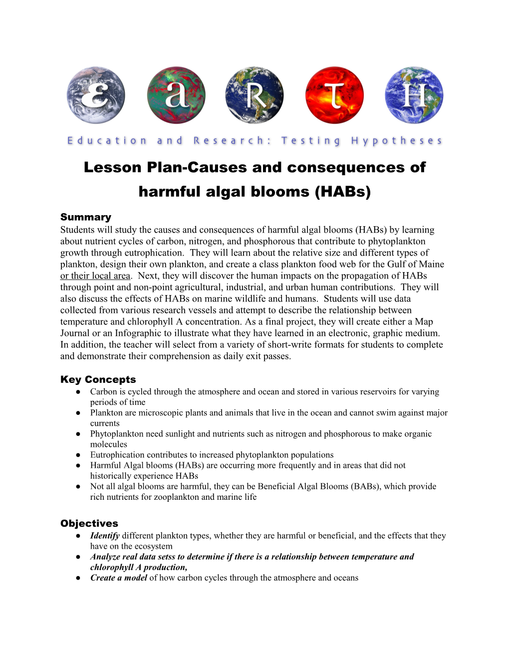 Lesson Plan-Can ESP Be Used to Predict Algal Blooms?