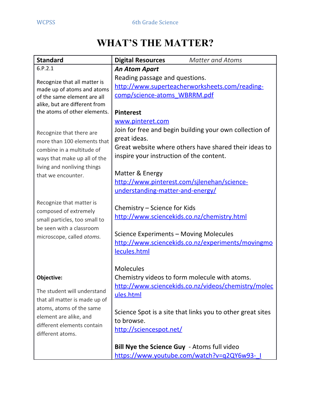 Wcpss6th Grade Science