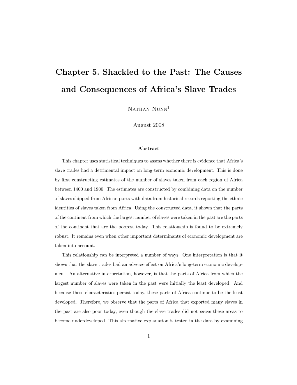 Chapter 5. Shackled to the Past: the Causes and Consequences of Africa's Slave Trades