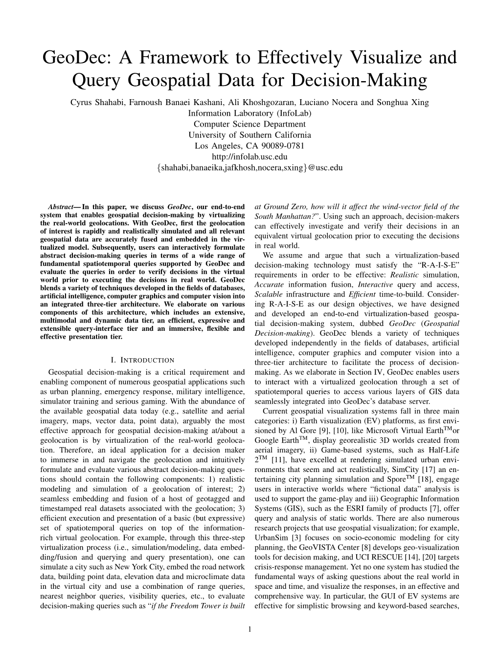 Geodec: a Framework to Effectively Visualize and Query Geospatial Data for Decision-Making