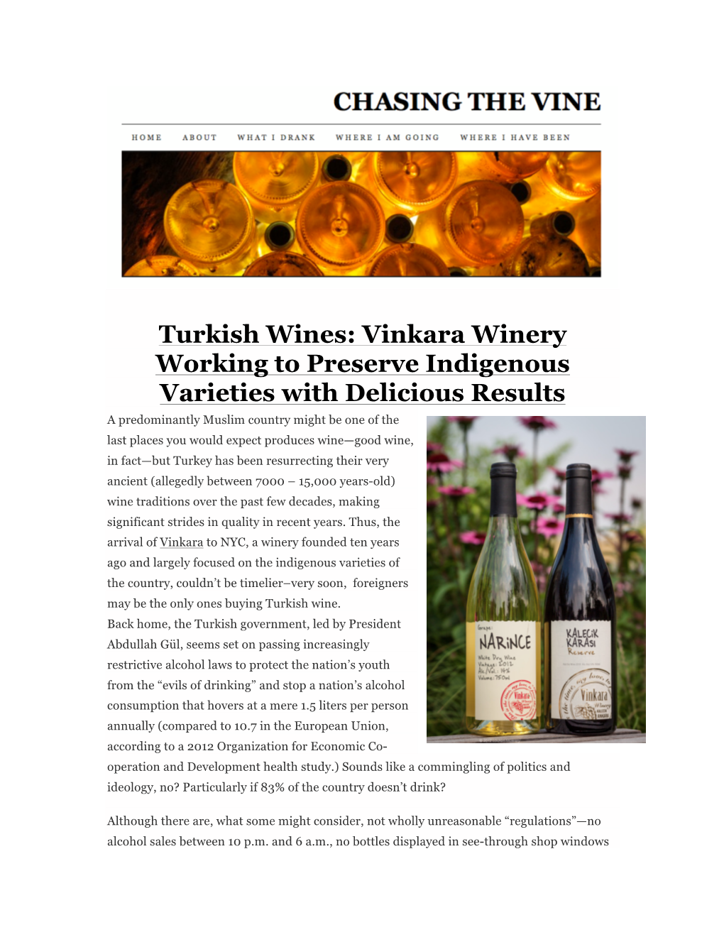 Turkish Wines: Vinkara Winery Working to Preserve Indigenous