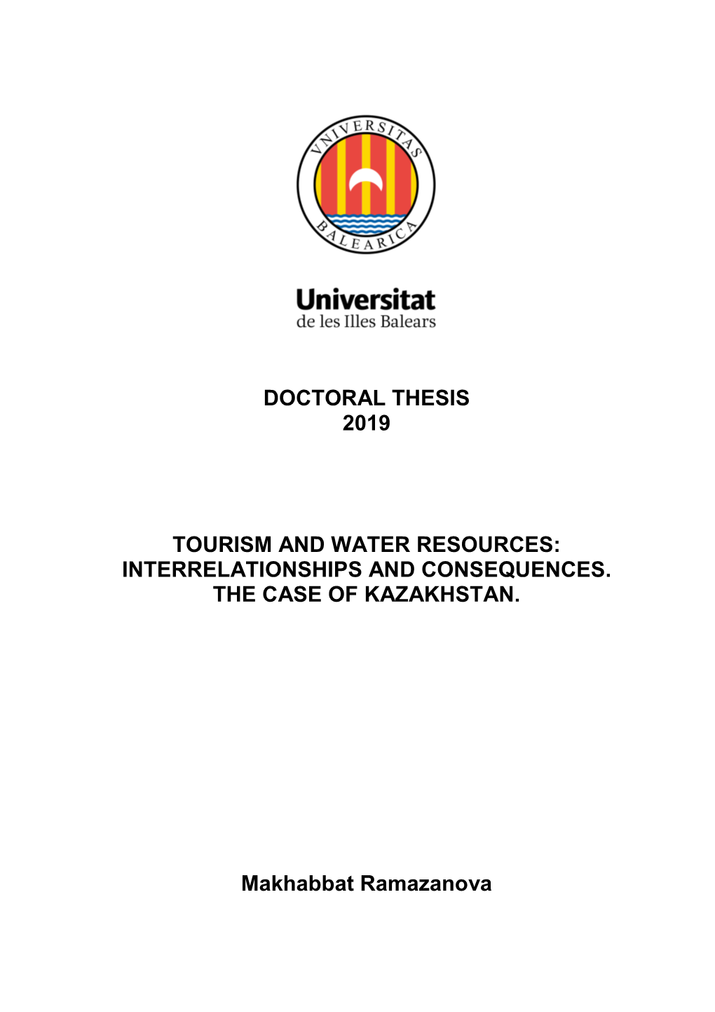 Doctoral Thesis 2019 Tourism and Water Resources