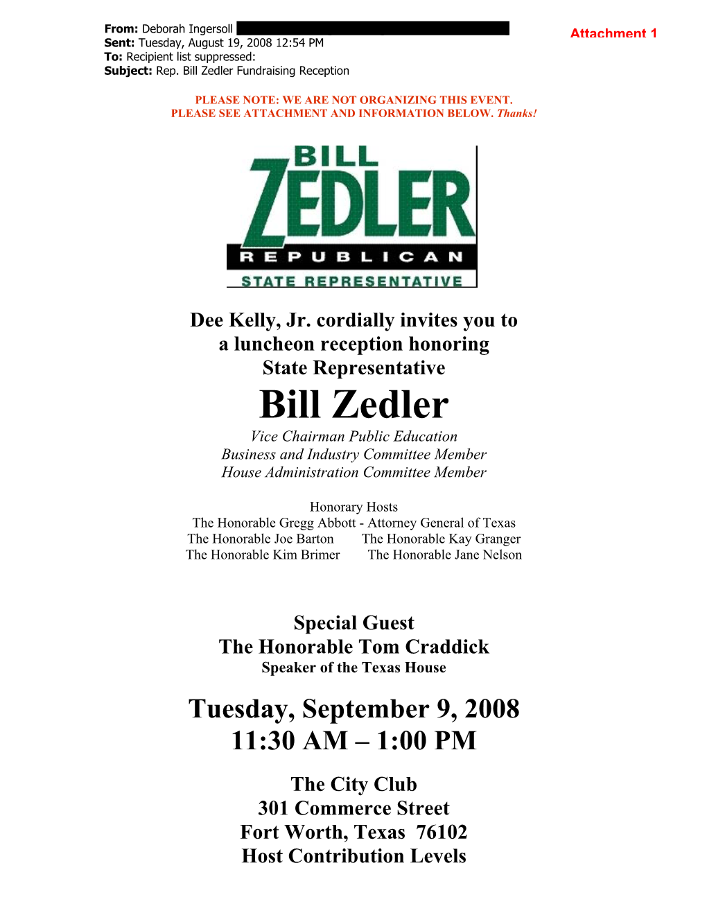 Bill Zedler Fundraising Reception