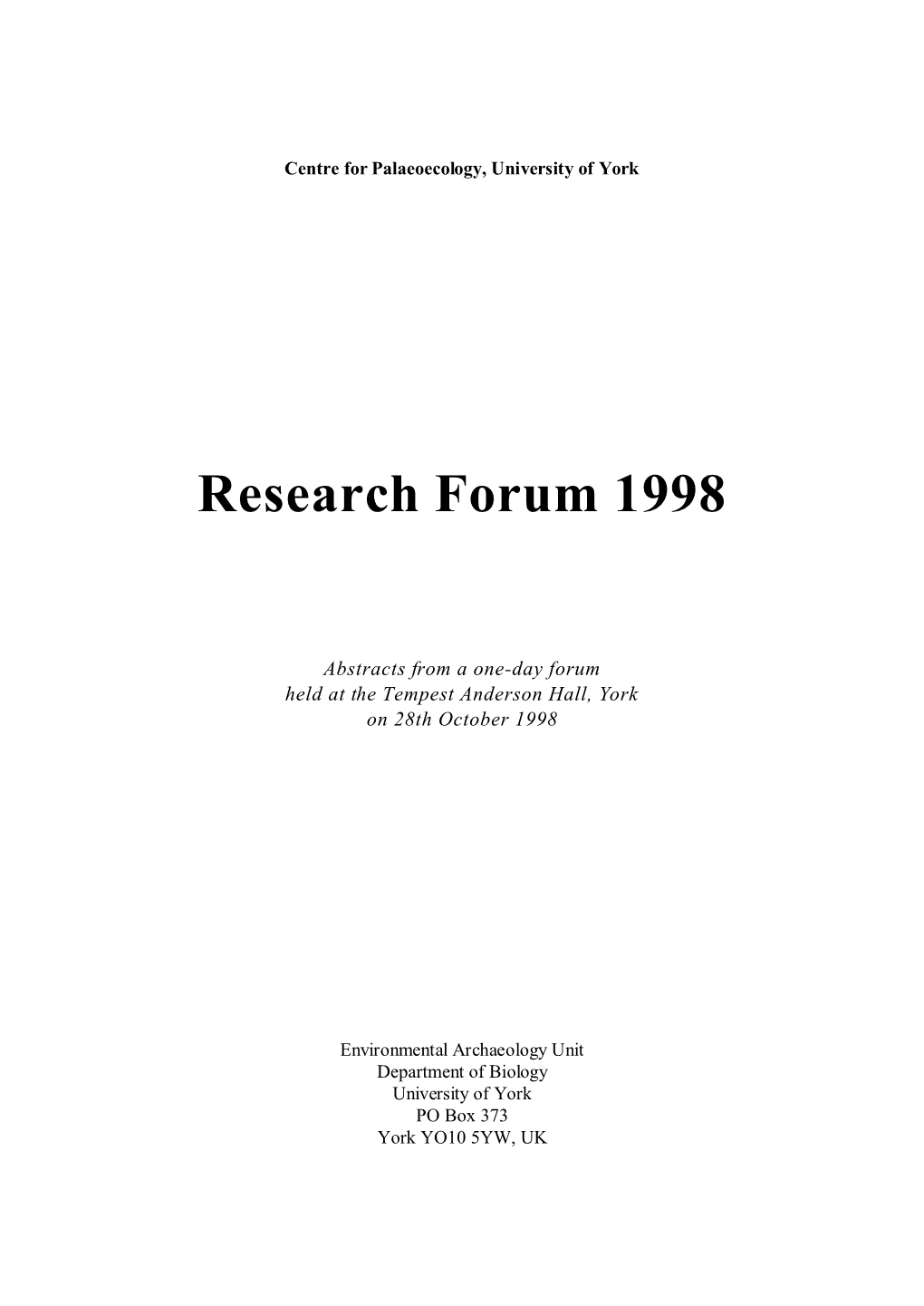Research Forum 1998