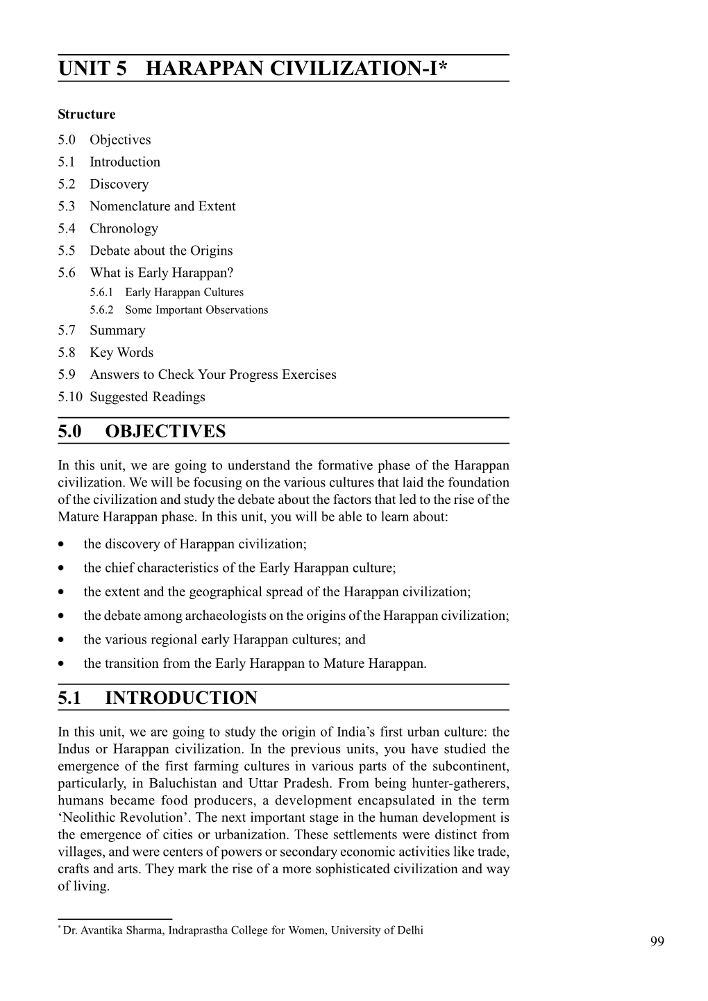 UNIT 5 HARAPPAN CIVILIZATION-I* the Neolithic Phase