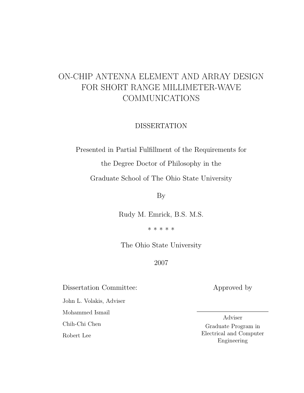 On-Chip Antenna Element and Array Design for Short Range Millimeter-Wave Communications