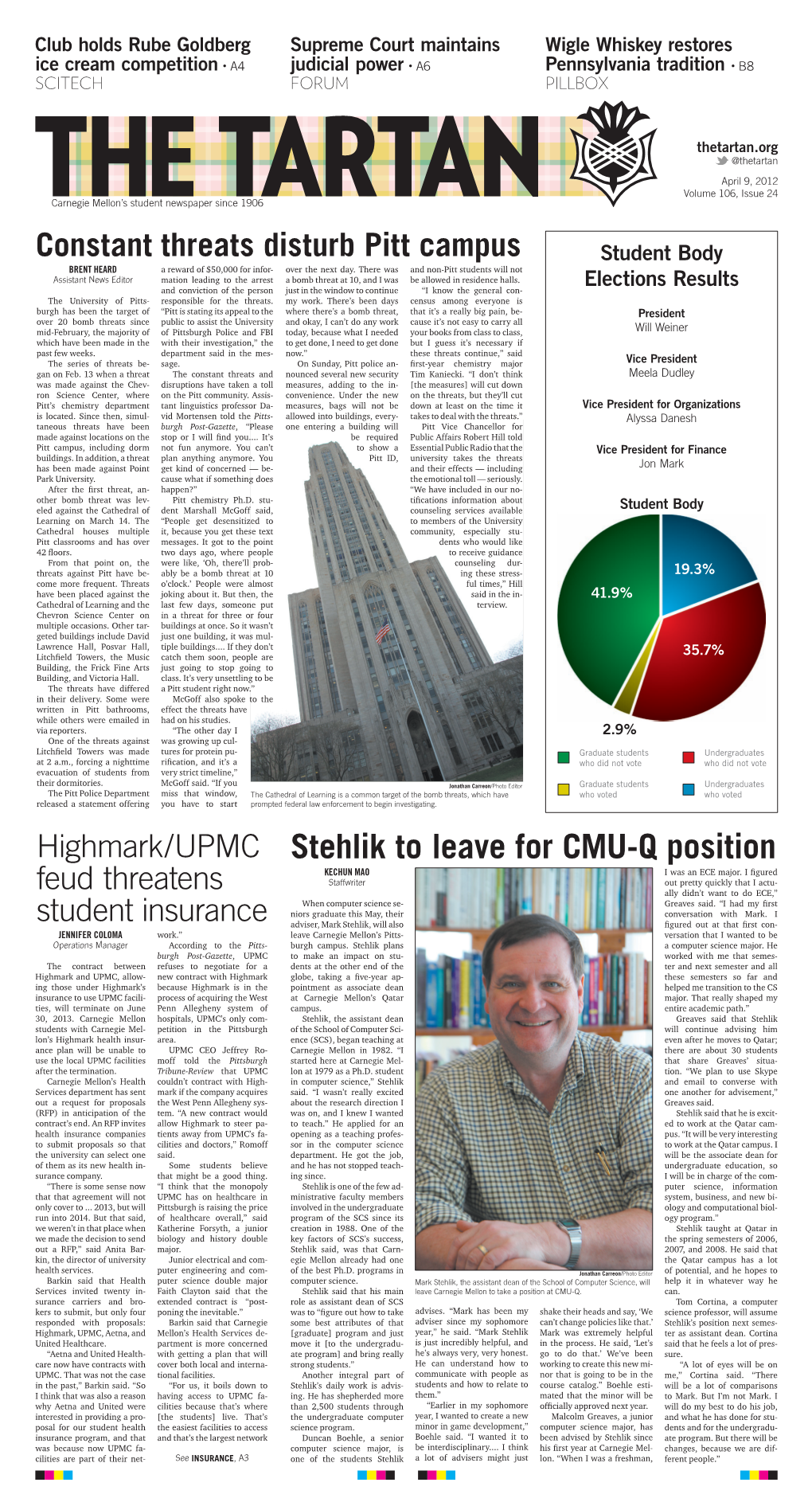Stehlik to Leave for CMU-Q Position Kechun Mao I Was an ECE Major