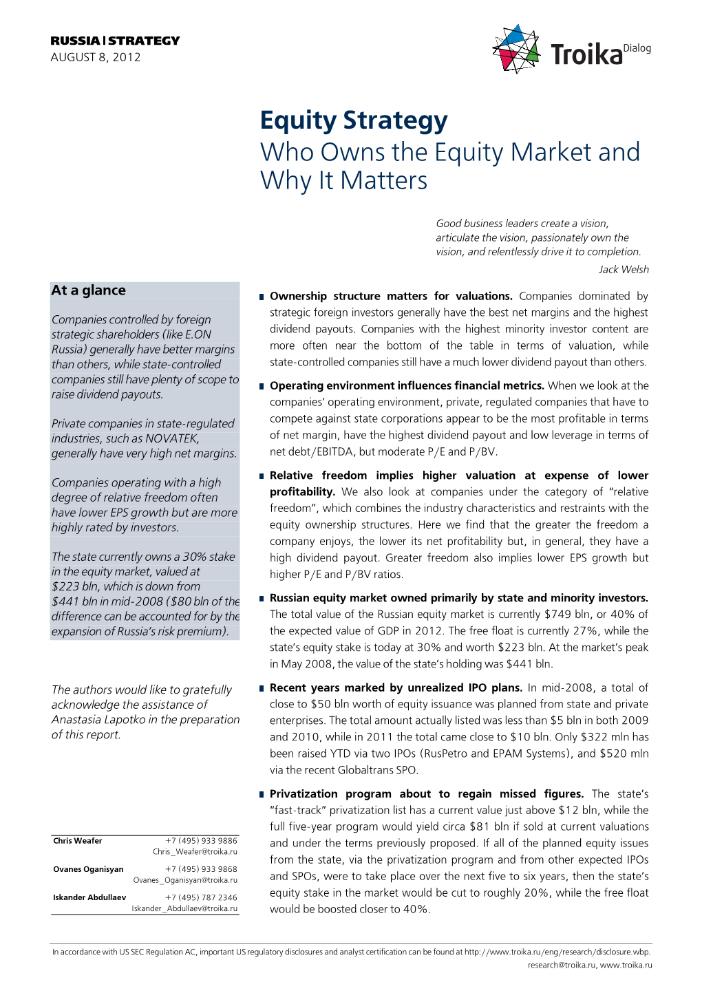 Equity Strategy Who Owns the Equity Market And