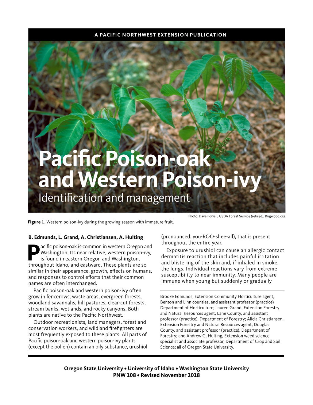 Pacific Poison-Oak and Western Poison-Ivy Identification and Management