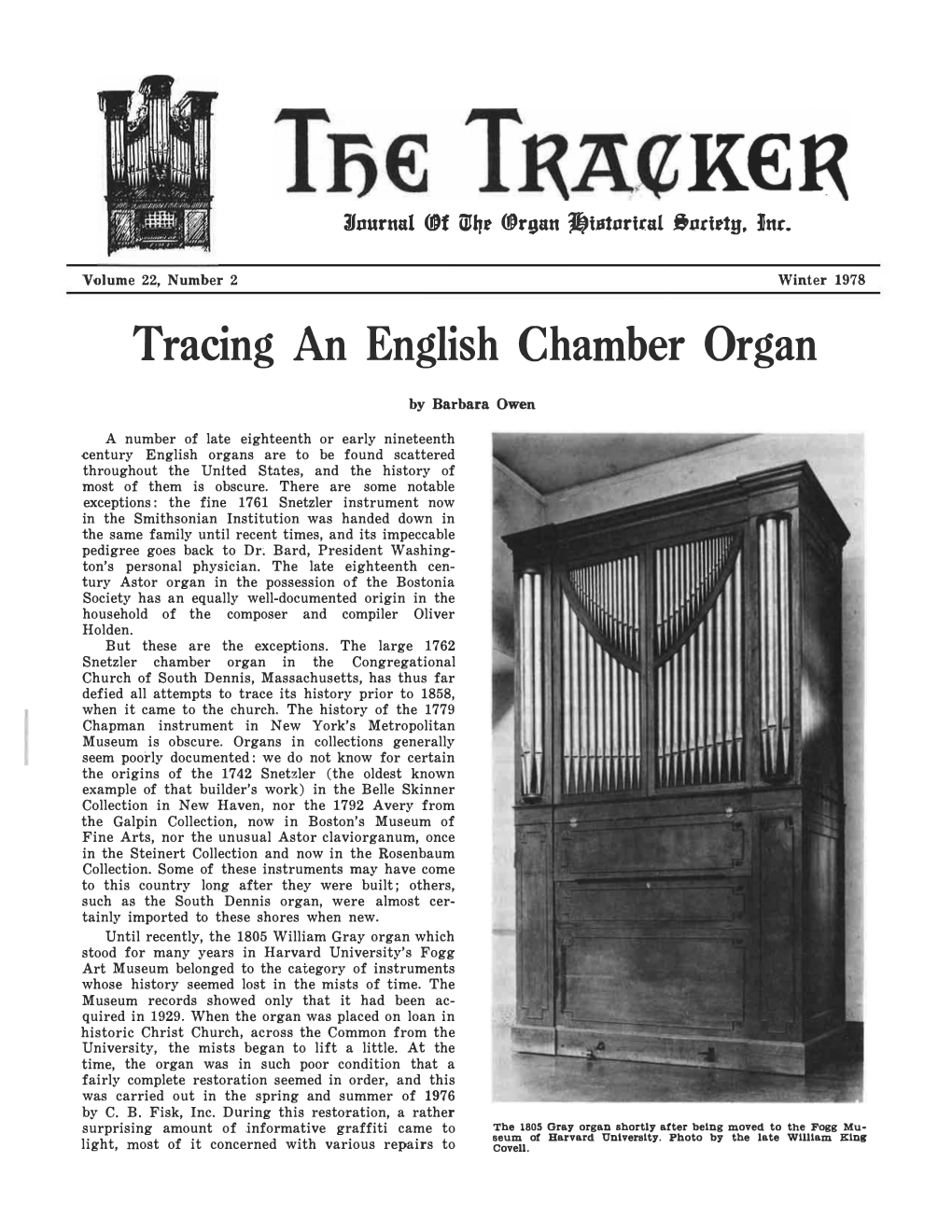 Tracing an English Chamber Organ