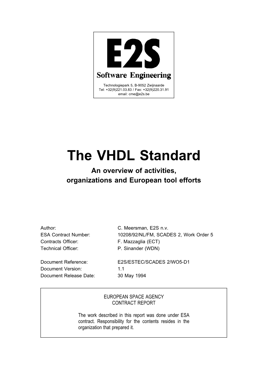 The VHDL Standard Report