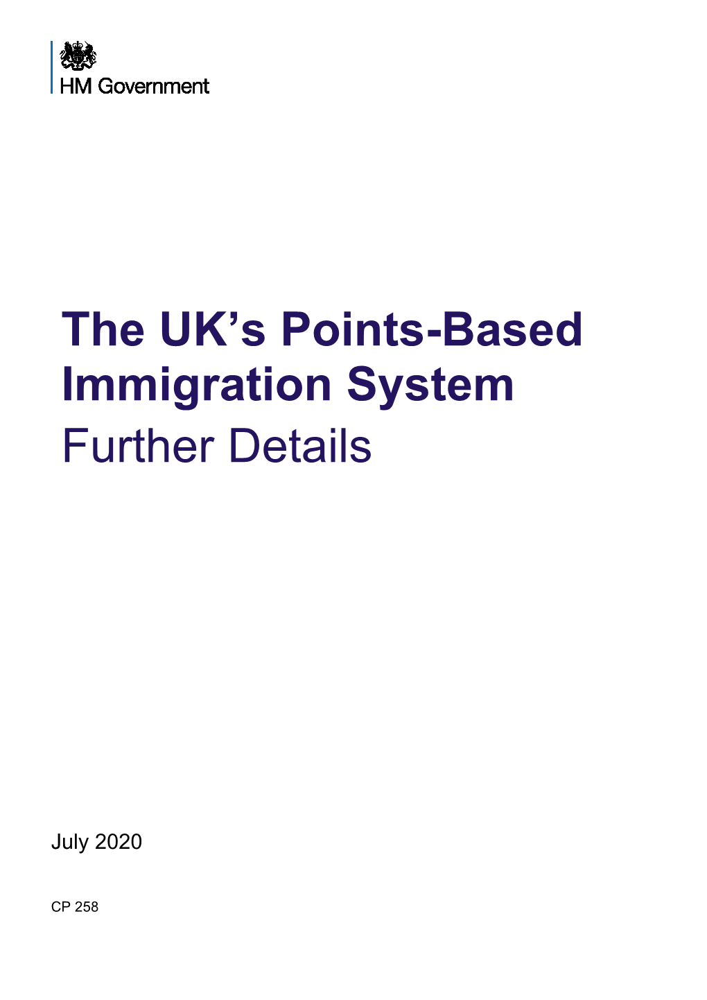 The UK's Points-Based Immigration System – Further Details