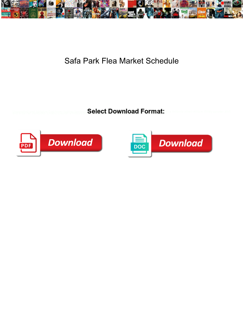 Safa Park Flea Market Schedule