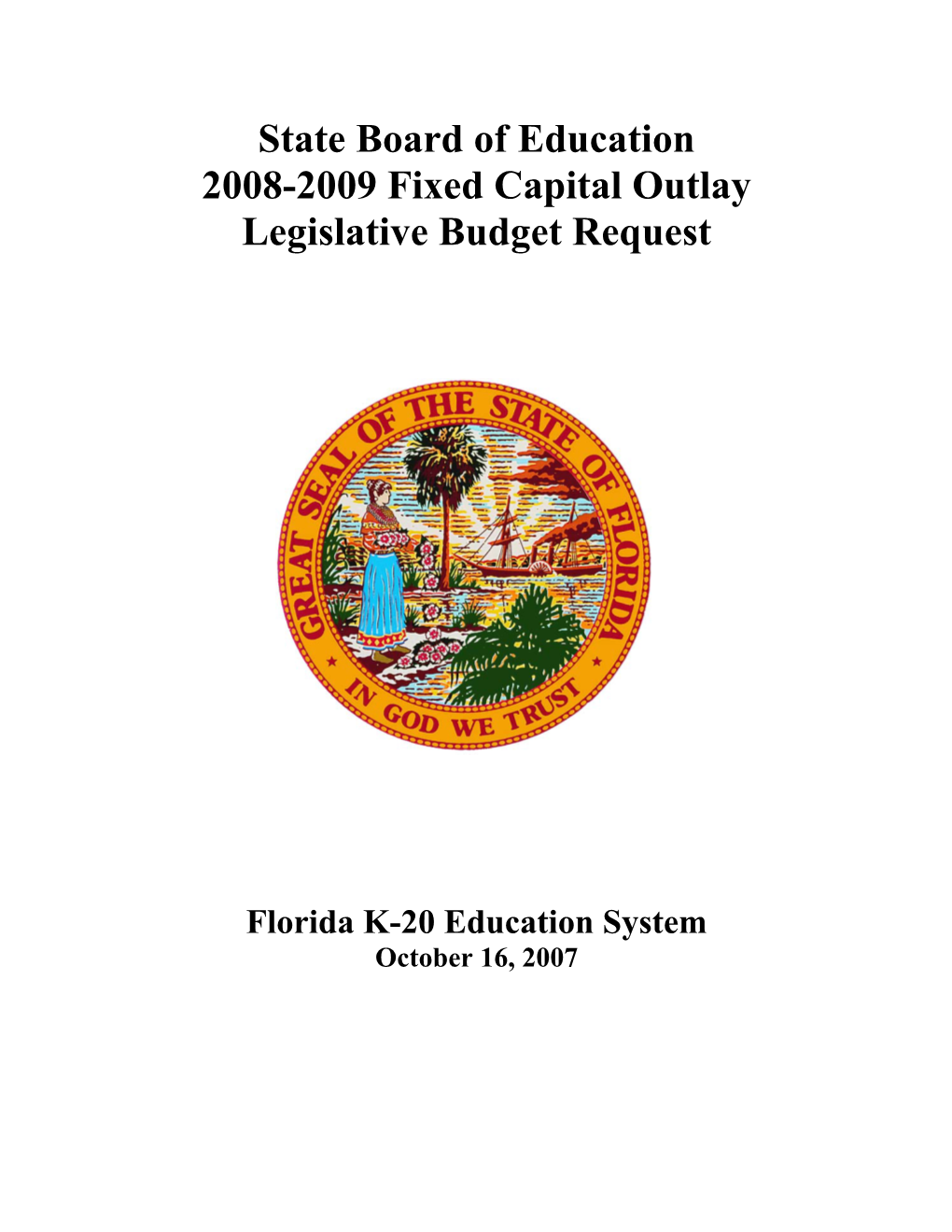 Fixed Capital Outlay Legislative Budget Request