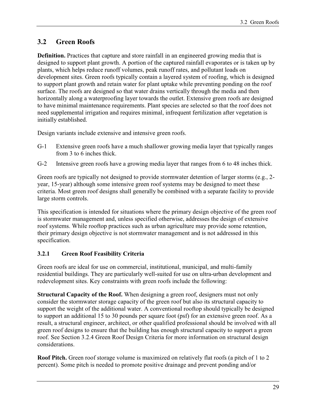 Section 3.2 Green Roofs