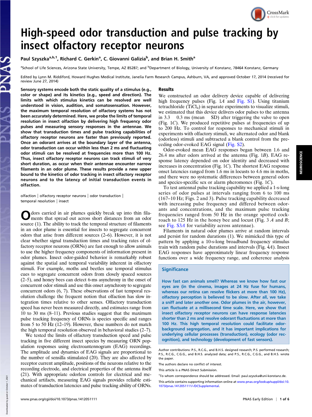 High-Speed Odor Transduction and Pulse Tracking by Insect Olfactory Receptor Neurons