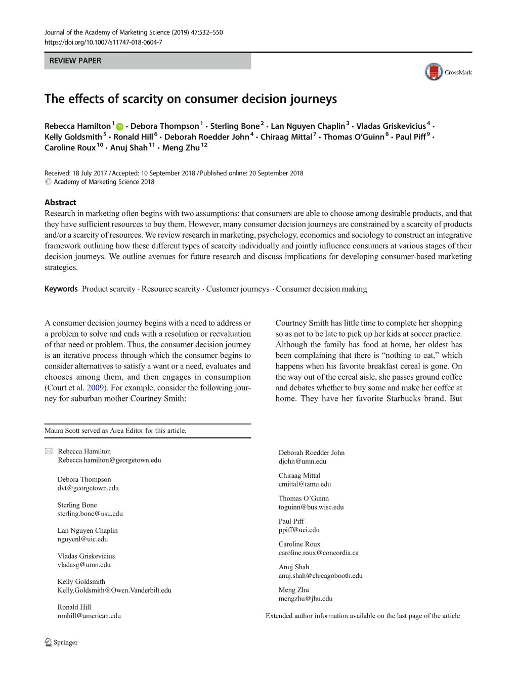 The Effects of Scarcity on Consumer Decision Journeys