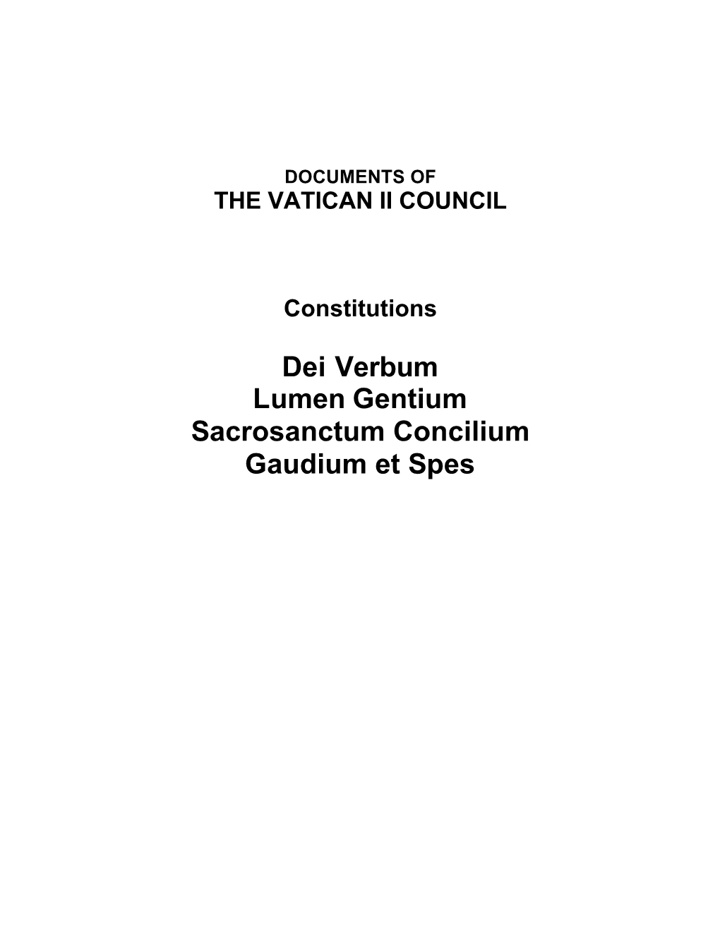 Documents of the Vatican Ii Council